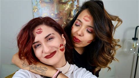 The Lipstick Kiss Battle With My Girlfriend 🌈 Lesbian Couple 💕 Youtube