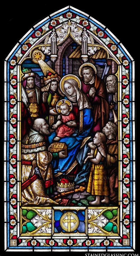 Elaborate Nativity Religious Stained Glass Window