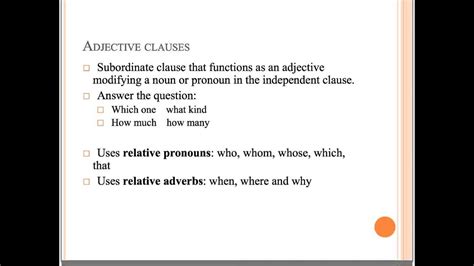 adjective  adverb clauses youtube