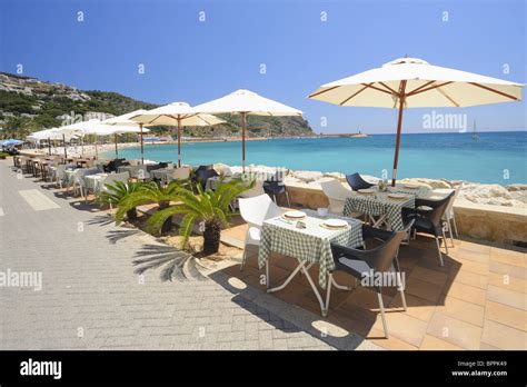 restaurants  marina espanola  port javea spain stock photo alamy