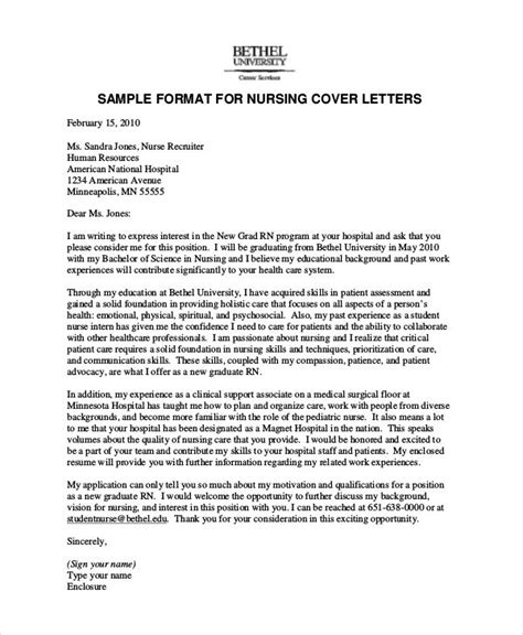 sample cover letter  nursing job application