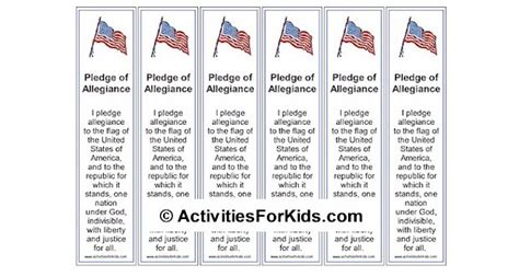 pledge  allegiance bookmark activities  kids
