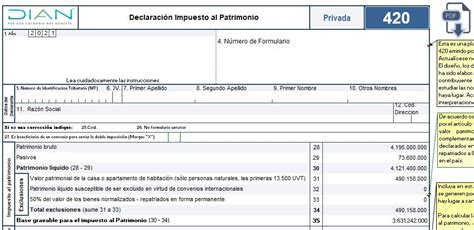 formulario 420 declaración de impuesto al patrimonio 2020 actualícese