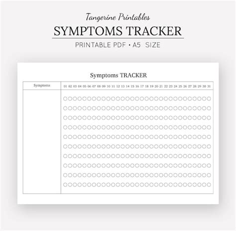 symptoms tracker monthly symptom tracker printable planner