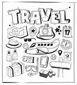 Travel Doodle Theme Premium Vector sketch template