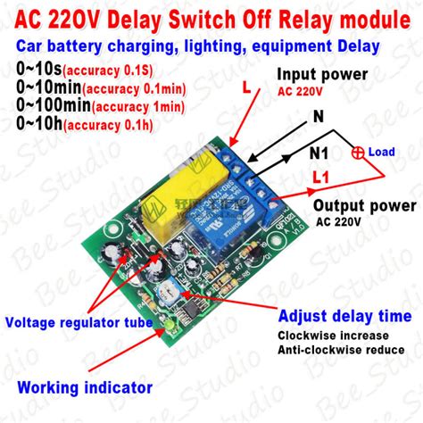 ac   delay timing timer delay switch turn  board time relay module ebay