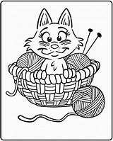 Coloring Pages Yarn Kitten Printable Knitting Cartoon Cat Sheknows Needles Colouring Baby Kleurplaten Kitty Poes Kids Kittens Book Huisdieren Critters sketch template