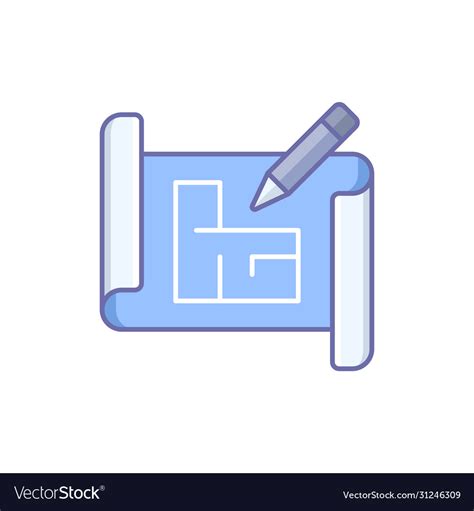 blueprint  pencil icon symbol plan isolated vector image