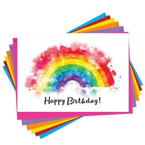 personalised rainbow happy birthday card     alphabet