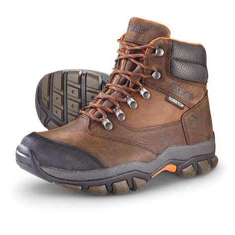 mens wolverine harden hiker gore tex boots brown  hiking boots shoes