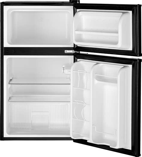 ge gdeggkbb   top freezer compact refrigerator   cu ft capacity  glass