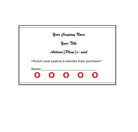 punch card template word minimalist blank printable