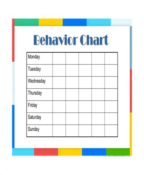 weekly behavior chart  printable printable world holiday