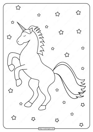 printable unicorn rainbow  stars coloring page