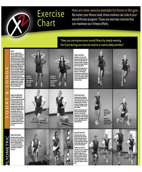 exercise chart templates   ms word