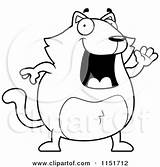 Waving Chubby Cat Clipart Cartoon Cory Thoman Outlined Coloring Vector 2021 sketch template