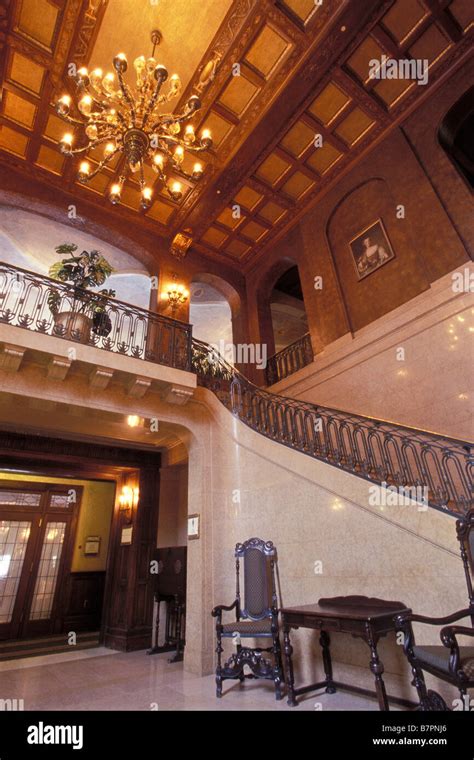 staircase  chateau frontenac quebec city canada stock photo alamy