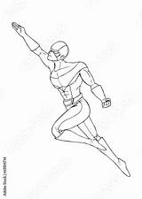 Superhero Flying Outline Illustration Comp Contents Similar Search sketch template