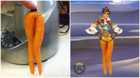 overwatch s tracer photoshopped with a sexy carrot