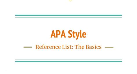 style reference list  basics
