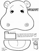Hippo Puppet Nijlpaard Selva Puppets Kleuters Theme Knutselen Mask sketch template