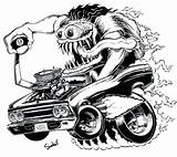 Rat Fink Rod Hot Coloring Pages Drawing Car Cartoon Style Cars Drawings Printable Line Rods Chevy Color Print Comic Getdrawings sketch template