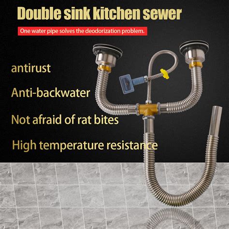 drain kit trap double bowl sink kitchen pipe plumbing replacement parts joints ebay