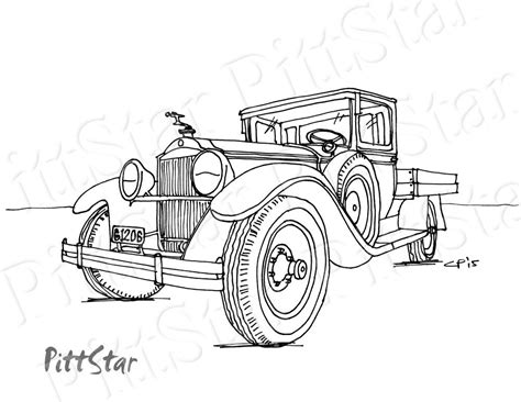 instant  vintage pickup truck printable adult