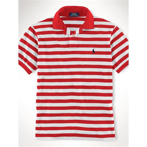 lyst polo ralph lauren custom fit striped polo shirt  red  men