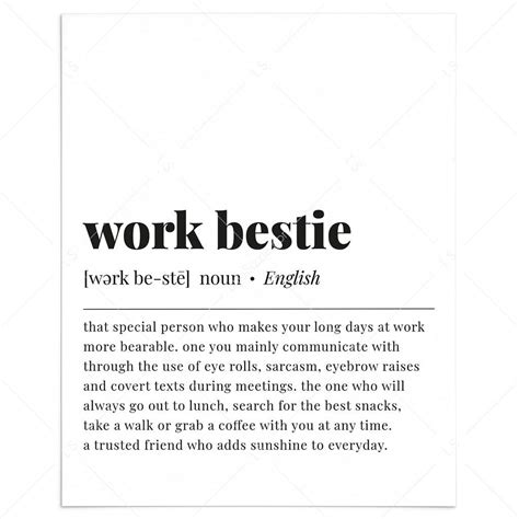 work bestie definition print work bestie quote poster digital