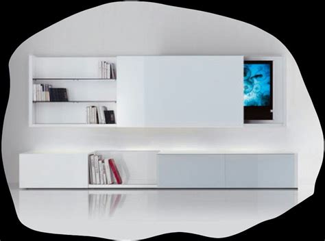Entertainment Unit Sliding Glass Door Bookshelf Design