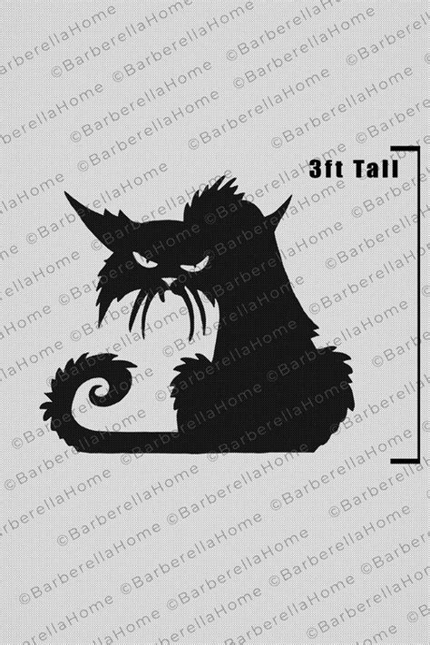 ft scary black cat template   printable trace  etsy espana