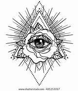 Illuminati Ojo Rosicrucian Mandala sketch template