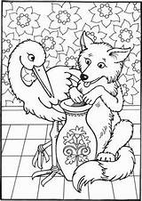 Fables Renard Stork Coloriage Aesop Fabeln Fable Fuchs Tiere Deutsch Dover Coloriages Lafontaine Aesops Contes Cigale Cigogne Doverpublications Corbeau Loved sketch template