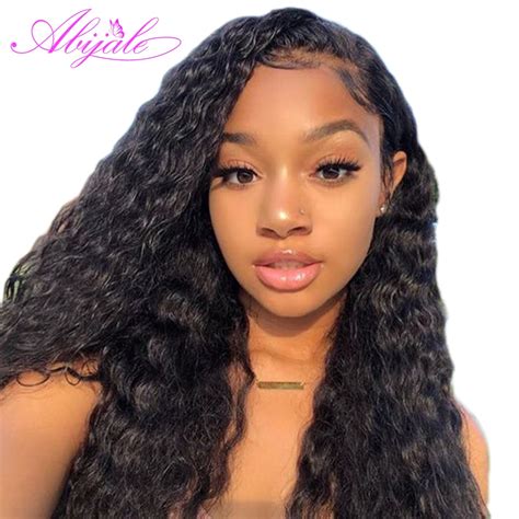 abijale lace front human hair wigs  black women water wave wig  baby hair   deep
