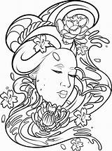 Geisha Coloring Pages Deviant Girl Getcolorings Printable Netart Getdrawings Print Color sketch template