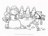 Coloring Winter Snowball Fight Pages Scene Kids Snowy Printable Drawing Weather Color Print Snow Getcolorings Season Seasons Activities Crafts Village sketch template