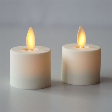 Set Of 4 Luminara Flameless Led Tea Light Candles Ivory Unscented