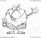 Lineart Waving Mascot Caveman Friendly Character Illustration Royalty Clipart Cartoon Vector Toon Hit sketch template