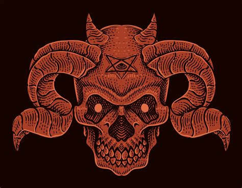 illustration vector demon skull head  vector art  vecteezy