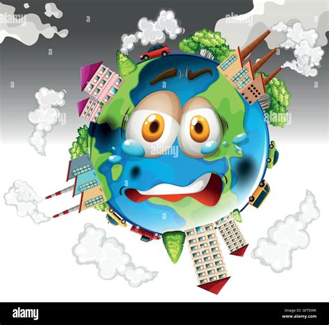 air pollution  factories  earth illustration stock vector art illustration vector image
