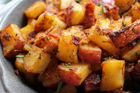 perfectly seasoned  roasted red skin potatoes topped