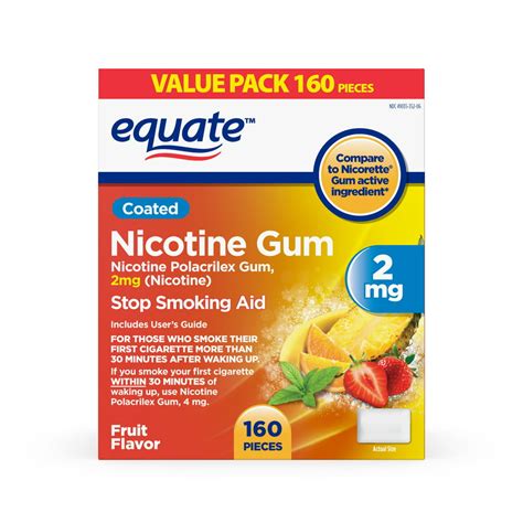 equate nicotine coated gum  mg stop smoking aid fruit flavor