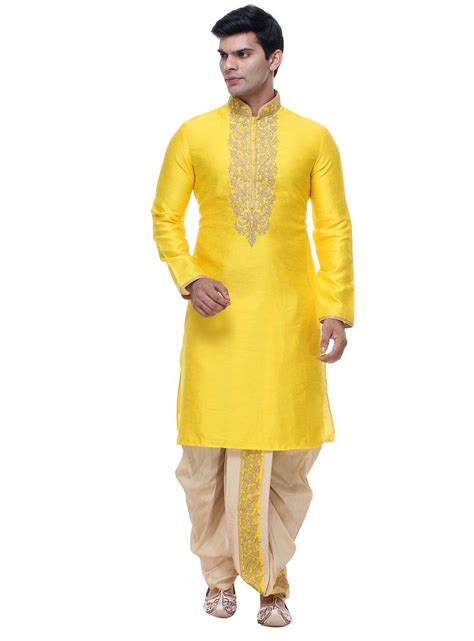 pathani kurta pajama yellow kurta for men