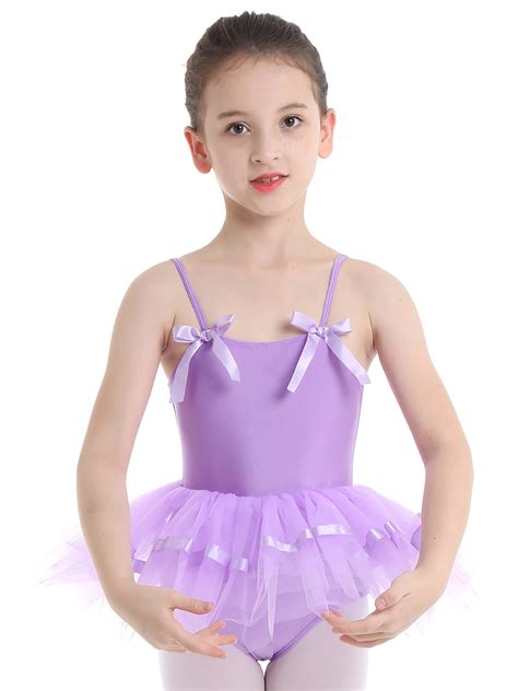 Iefiel Girls Lovely Bowties Spaghetti Straps Ballet Dance Gymnastics