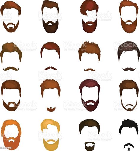 Men Cartoon Hairstyles With Beards And Mustache Background Vector