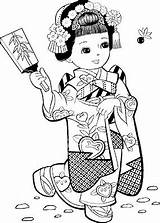 Maravilhosas Meninas Japonesas Kimonos sketch template