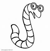 Worm Coloring Pages Printable Glasses Animal Worms Print Children Popular sketch template