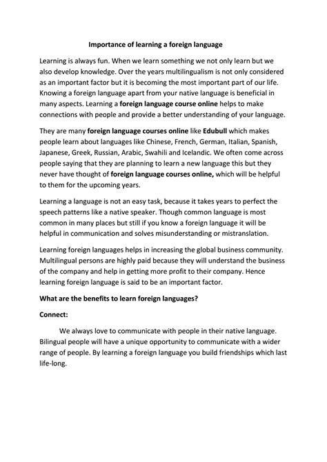 importance  learning  foreign language  edubullsocial issuu
