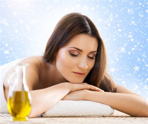 young woman relaxing   spa  massage stock photo image